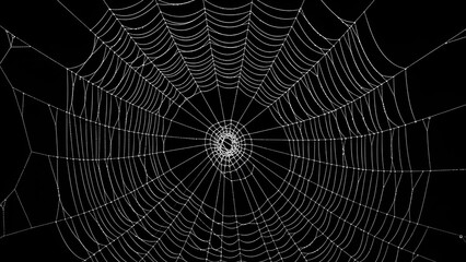Obraz premium Intricate spiderweb on a contrasting black backdrop for halloween theme