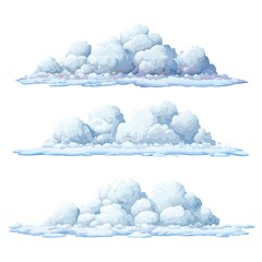 Three fluffy cartoon clouds stacked, light blue and white