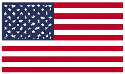 Stylized US flag red stripes, blue field, white stars, painterly effect