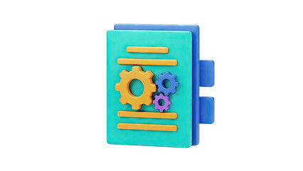 3D Icon of Documents with Gears