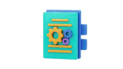 3D Icon of Documents with Gears