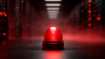 A solitary, intensely glowing red warning light stands dramatically
