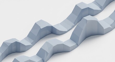 白背景に淡い水色の波状ポリゴン線が描く抽象的で幾何学的な動きソフトな光が立体感を強調するミニマルなデザイン. AI Generated