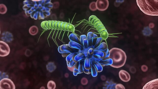 Microscopic view of heat shock proteins chaperoning cellular structures