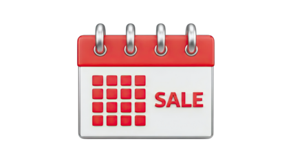 Calendar with "SALE" text and red squares