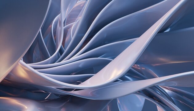 Abstract flowing metallic waves with light reflections - Powered by Adobe
