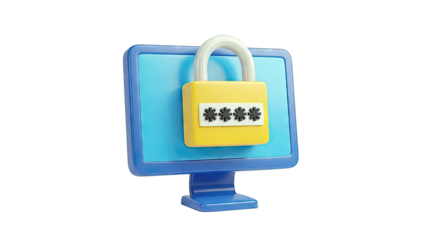Computer Screen with Padlock and Password Input
