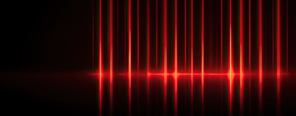 Vertical red glowing lines with horizontal glow, set against a dark background, creating reflections
