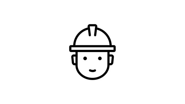 Minimalist Construction Worker Hard Hat Icon Animation.