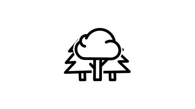 Minimalist Forest Trees Line Art Icon Animation.