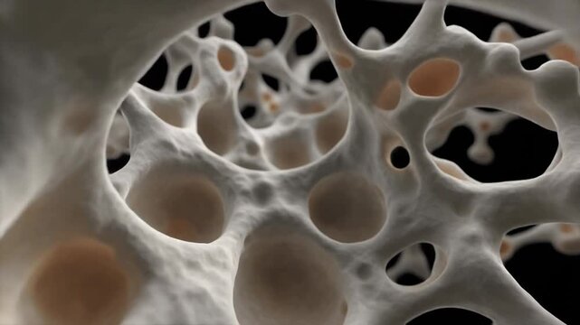 Microscopic Travel Through Osteoporotic Bone Matrix - 3D Medical Animation