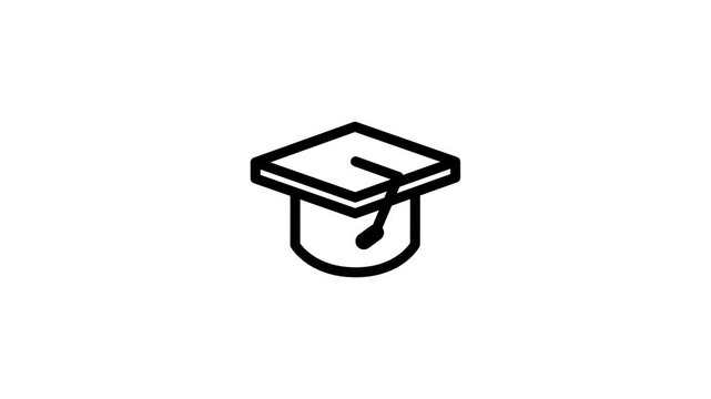 Minimalist Graduation Hat Line Art Video Loop.