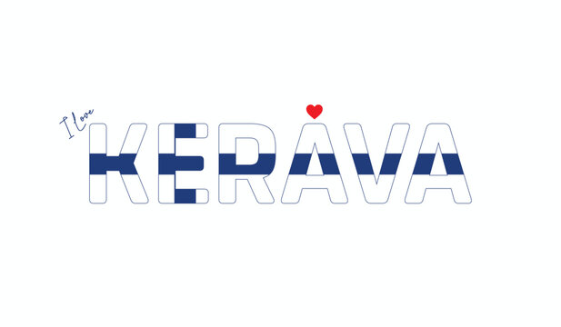 I love Kerava, Typographic design of I love Kerava on a white background, Flag typography of Kerava with heart, Vector design of Kerava City of Finland, I love Finland, Flag of Finland