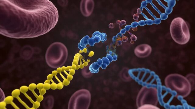 3D animation of RNA interference and DNA silencing with blood cells