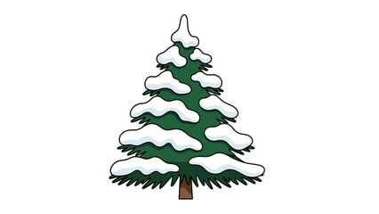 Fototapeta premium A snowy evergreen fir tree covered in a blanket of fresh winter snow