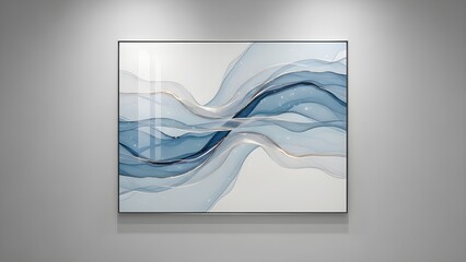 A modern abstract work with soft blue waves, giving a calm, elegant and artistic impression.