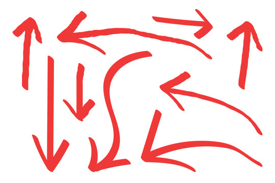 hand drawn doddle red arrow,grunge red arrows isolated on transparent background,red arrow pointing up