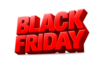 Striking bold red “Black Friday” lettering, perfect for transparent background sale and shopping designs.