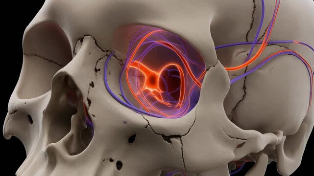 3D Animation of Human Skull with Jugular Foramen and Blood Vessels