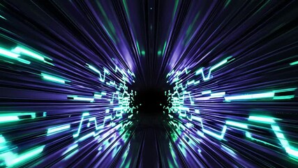 AI data flow in server room corridor with illuminated racks and depth. AI concept. - Powered by Adobe