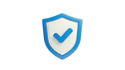3D Shield with Blue Checkmark Icon