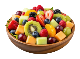 Colorful fruit salad display kitchen food bright isolated on transparent background