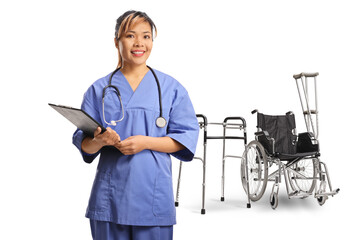 Medical professional with orthopedic equipment