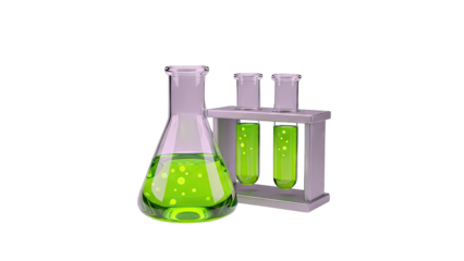Laboratory Glassware with Green Liquid