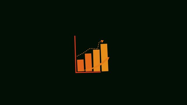 Line bar graph illustrating a downward trend with  symbols  sign indicating low expense and financial decrease on a dark background.