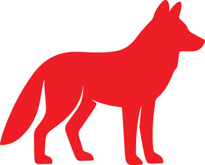 Obraz premium Minimal vector wolves trio with crescent moon symbol, brown white and black silhouette design