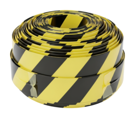 Aerial safety guide caution tape installation at construction sites isolated on transparent background