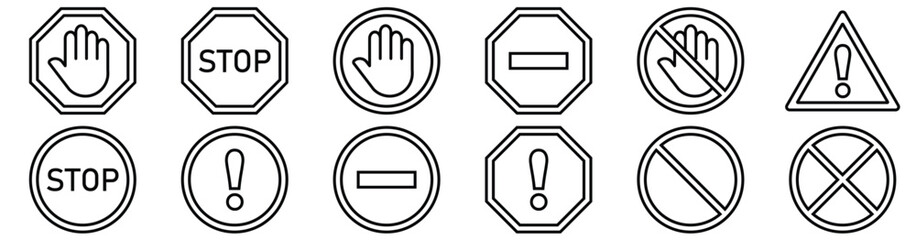 Stop Warning Sign Vector with White Hand Symbol