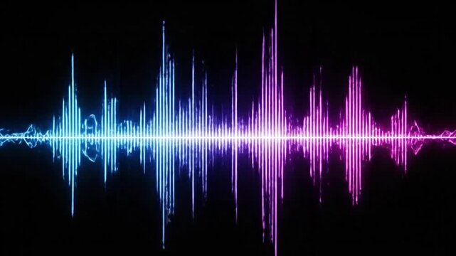 Dynamic neon equalizer bars flash visualization against black