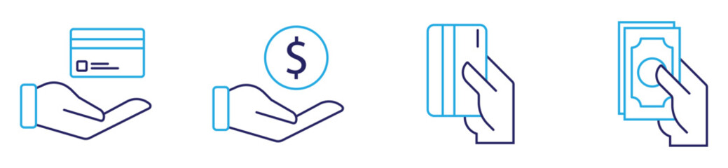 Hands Holding Credit Cards Icons for Digital Payment and Banking