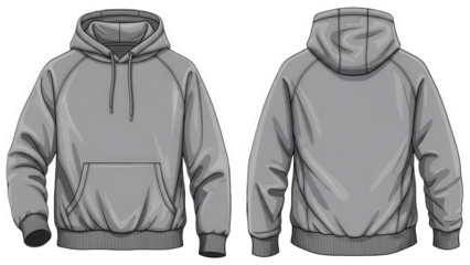 Grey hoodie sweatshirt front and back view