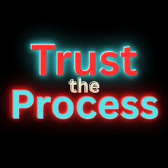 Obraz premium Trust the Process Font, Simple Font and Unique Style, Blue and Red Color Font, Black Background, Trust the Process Lettering