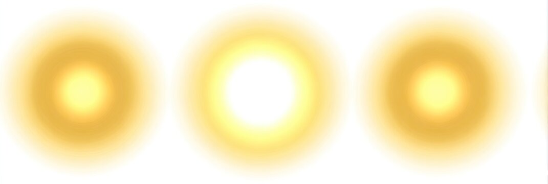 Three glowing orbs with a warm, golden halo on a white background
