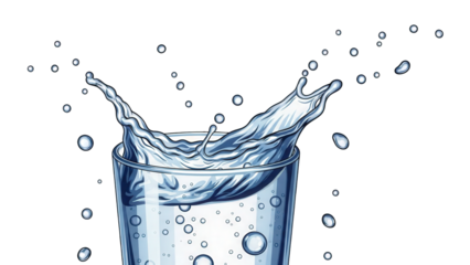 Refreshing glass of water with splashing liquid