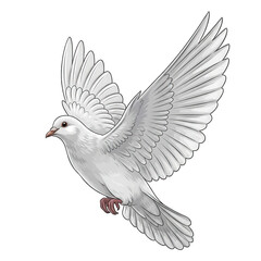 Obraz premium Majestic white dove in mid flight with outstretched wings