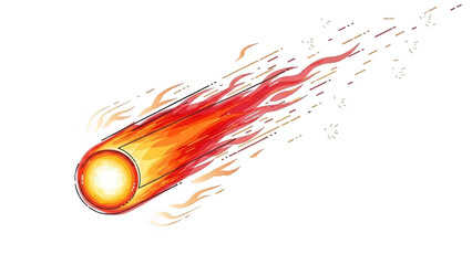 Blazing meteor streaks across the dark sky with fiery trail