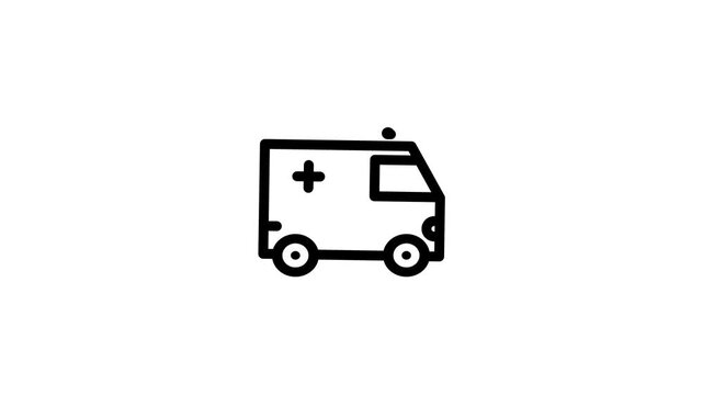 Animated Ambulance Line Icon for Medical Emergency Services.