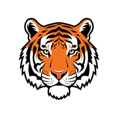 Fototapeta premium Vibrant tiger head illustration with striking orange and white fur