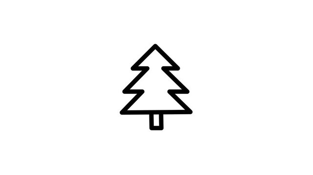 Animated Fir Tree Symbol on White Background.