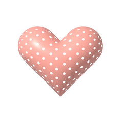 pink heart with white polka dots on transparent background