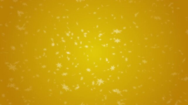 White snowflakes being lit up and falling down on gold gradient background. Abstract background for Merry Christmas, Happy Holidays, Season's greetings, Happy Valentine's day and wedding ceremony.