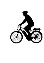 Active Senior Lifestyle Silhouette of Older Adult Riding E-Bike for Healthy Aging and Sustainable Outdoor Retirement Adventure Concept Vector