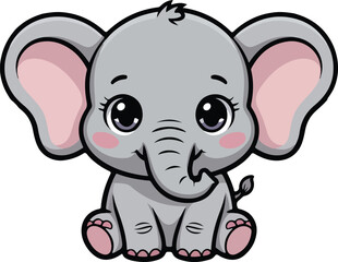 Obraz premium Adorable Cartoon Baby Elephant Vector Graphic Illustration Perfect for Nursery Decor and Children's Content