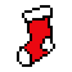 Fototapeta premium Tiempo de Navidad. Logo con media de Santa Claus estilo arcade con pixels para tarjetas y felicitaciones