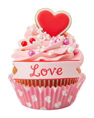 Delicious cupcake decoration bakery food love isolated on transparent background