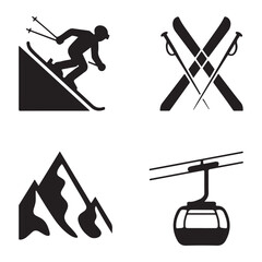 Crossed skis and poles icon for ski resort branding